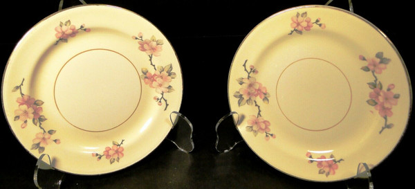 Homer Laughlin Eggshell Nautilus Apple Blossom Bread Plates 6" Set 2 | DR Vintage Dinnerware Replacements