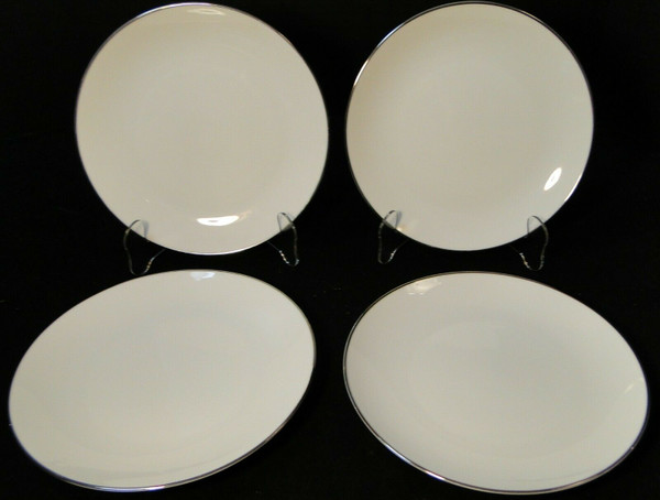 Noritake Fremont Salad Plates 8 1/4" 6127 White Plat Trim Set of 4  | DR Vintage Dinnerware and Replacements