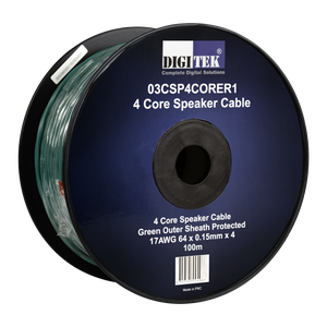 Digitek 4 Core 64 Strand/0.15mm Green Speaker Cable 100m Reel