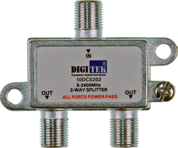 Digitek 2 Way 5-2400MHZ F Type Splitter - All Leg Power Pass