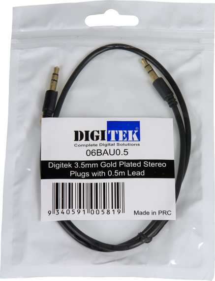 Digitek 3.5mm Male To Male Audio Lead - 0.5M