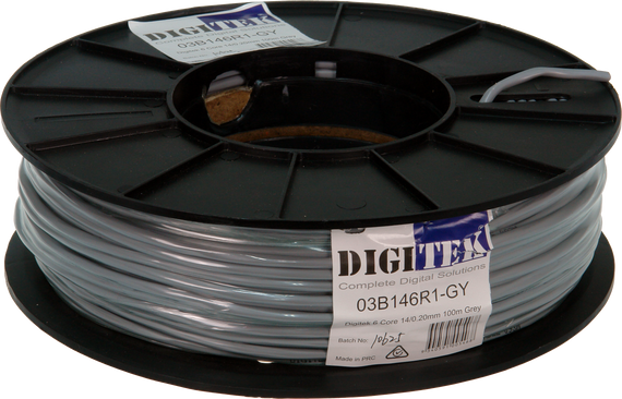 Digitek 6 Core 14/0.20mm Security Cable 100m Reel - Grey