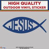 Jesus Fish, Die Cut High Quality Vinyl Sticker Decals blue