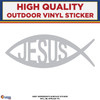 Jesus Fish, Die Cut High Quality Vinyl Sticker Decals metallic silver