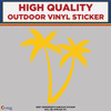 Palm Trees, Die Cut High Quality Vinyl Sticker Decals yellow
