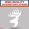 Deer With Antlers, Die Cut High Quality Vinyl Sticker Decals white