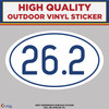 26.2 Marathon, High Quality Vinyl Stickers Blue