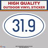 31.9 Marathon, High Quality Vinyl Stickers blue