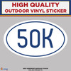 50K Marathon, High Quality Vinyl Stickers blue