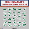 Dinosaur Sticker Sheet 2" Green, High Quality Vinyl Stickers