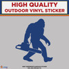 Big Foot with Chainsaw Blue, Die Cut High Quality Vinyl Stickers