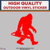 Big Foot with Chainsaw Red, Die Cut High Quality Vinyl Stickers