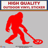 Big Foot with Metal Detector Red, Die Cut High Quality Vinyl Stickers