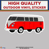 Kombi Mini Bus, High Quality Vinyl Stickers, Red