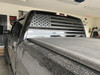 : Matte black American flag decal on truck back window