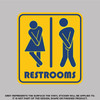 Yellow and Blue Restroom Sign Holding Self