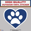 Dog Paw Heart, Animal Lover, High Quality Vinyl Stickers