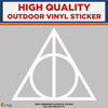 Deathly Hallows, Die Cut High Quality Vinyl Stickers White