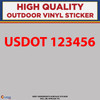 Personalized US DOT die cut vinyl stickers set of 2 red