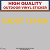 Personalized US DOT die cut vinyl stickers set of 2 yellow