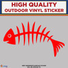 Die Cut Fish Bone Skeleton, High Quality Vinyl Stickers red