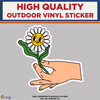 Hand Holding A Daisy Flower, High Quality Vinyl Stickers left facing