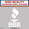 Die Cut BBB, Better Business Bureau,  High Quality Vinyl Stickers white
