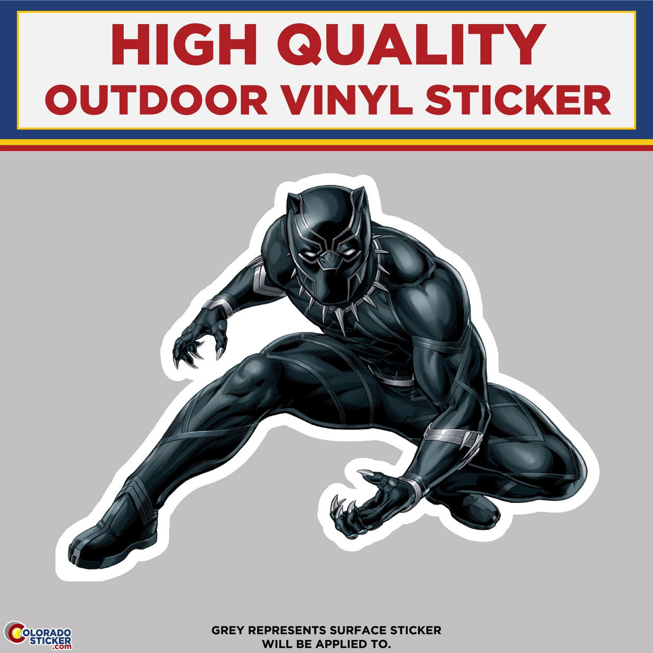 Black Panther Crouching, High Quality Vinyl Stickers Perfect for