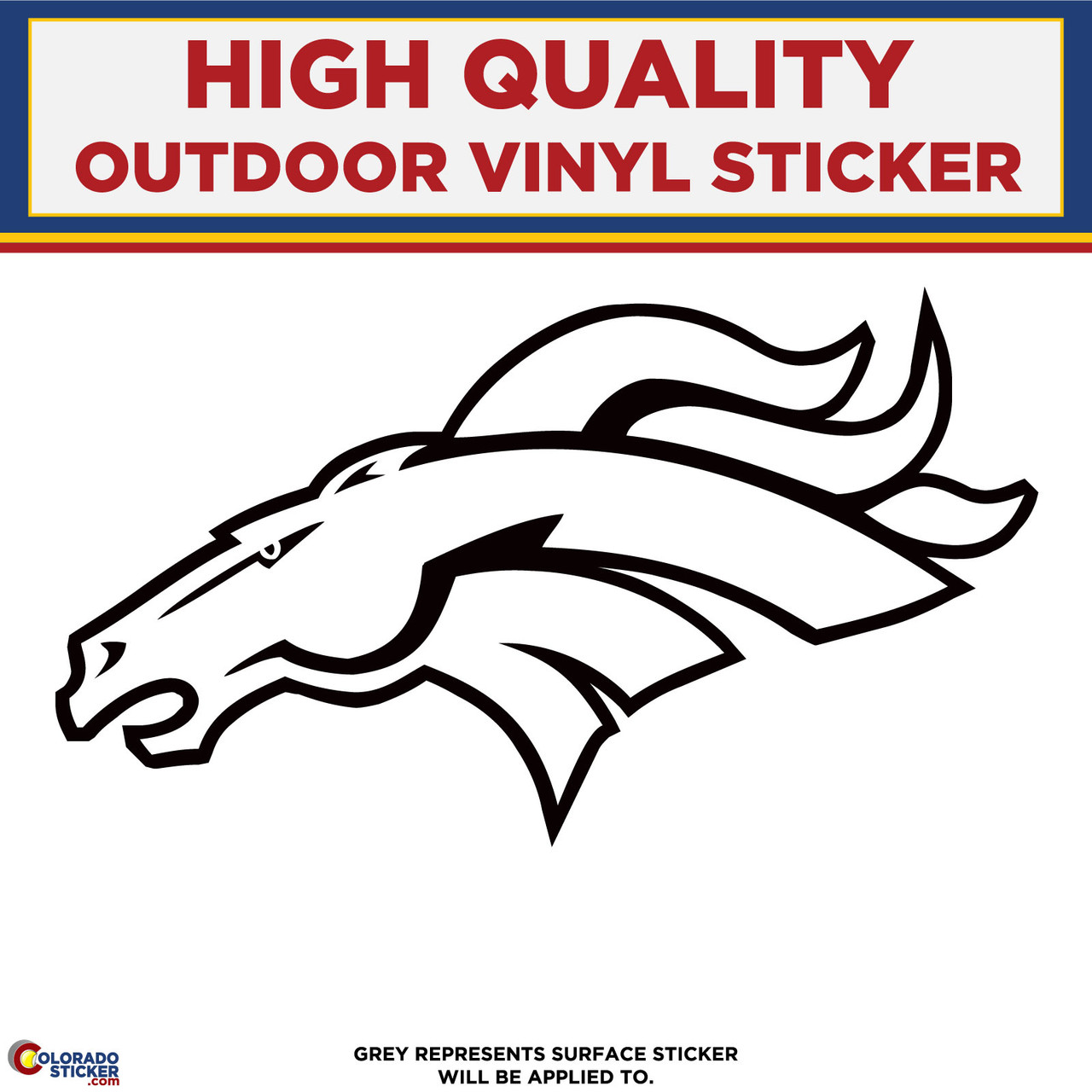 denver broncos die cut horse head outline, high quality vinyl