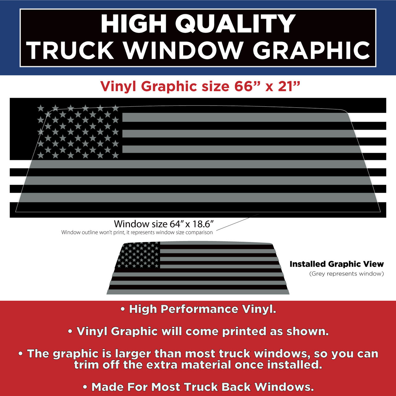 Matte Black American Flag, Die Cut Vinyl Window Decal