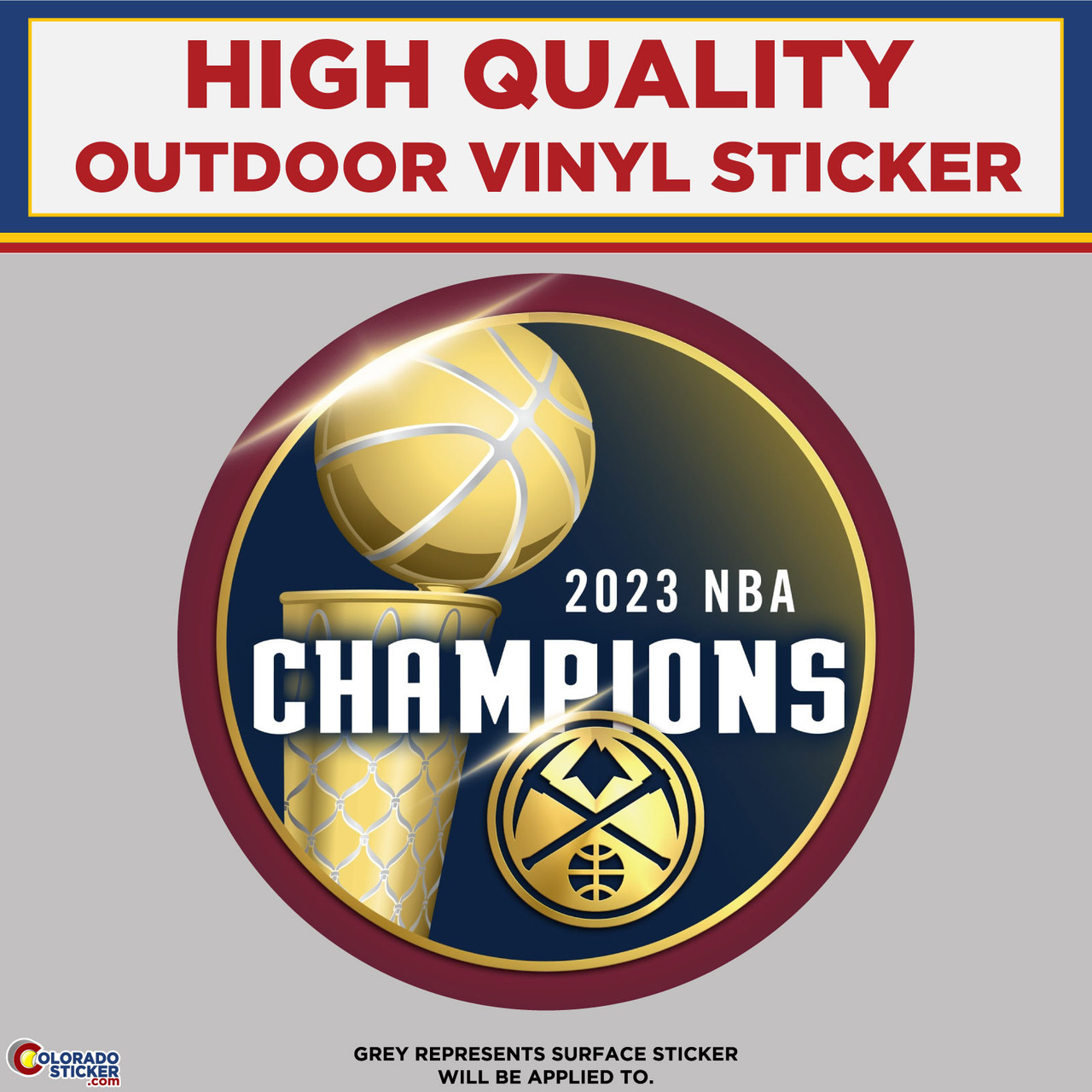 2023 NBA Champions, Denver Nuggets, High Quality Vinyl Stickers