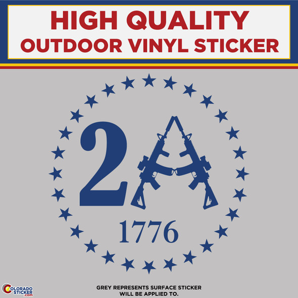 2nd Amendment with Stars and Guns, Die Cut High Quality Vinyl Sticker Decals