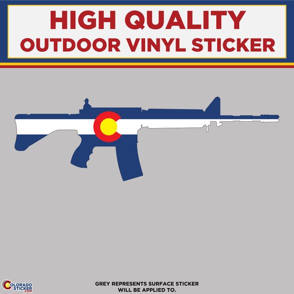 AR 15 Rifle With Colorado Flag Pattern, High Quality Vinyl Stickers physical New Shop All Stickers Colorado Sticker