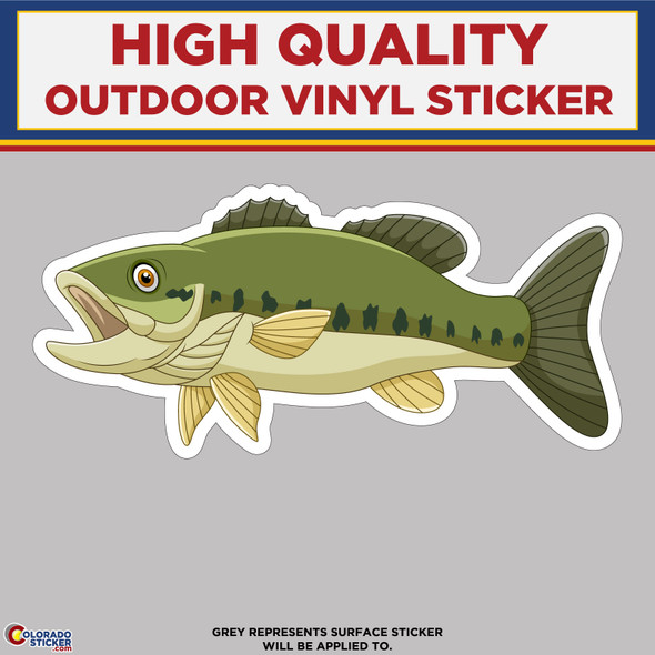 Green Bass Fish, High Quality Vinyl Stickers