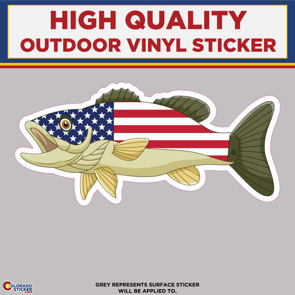 American Flag Bass Fish, High Quality Vinyl Stickers physical New Shop All Stickers Colorado Sticker