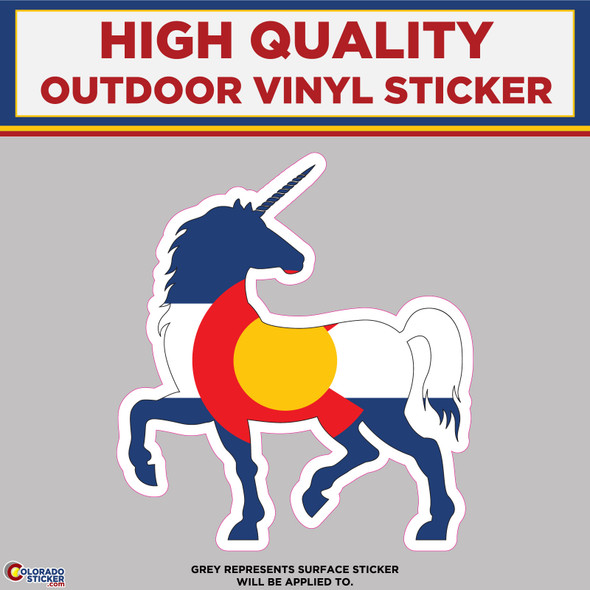 Unicorn With Colorado Flag, High Quality Vinyl Stickers New Colorado Sticker