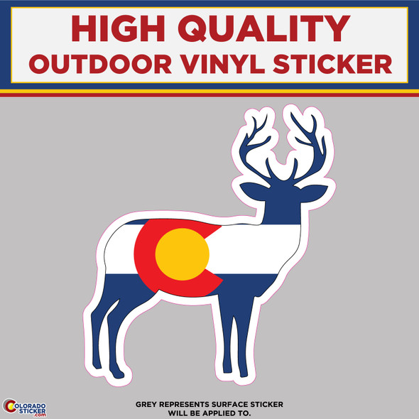 Deer With Colorado Flag, High Quality Vinyl Stickers physical New Shop All Stickers Colorado Sticker