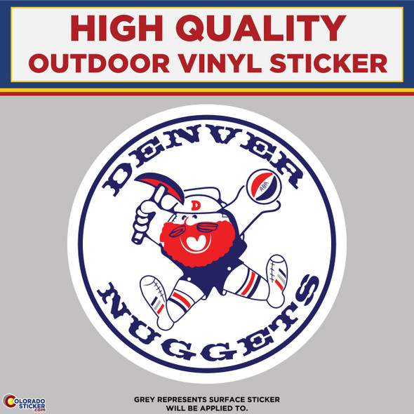 Maxie Miner Retro Old School Denver Nuggets Miner Circle, High Quality Vinyl Stickers