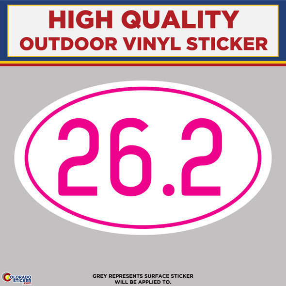 26.2 Marathon, High Quality Vinyl Stickers Pink