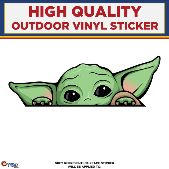 Peeking Baby Yoda, High Quality Vinyl Stickers physical New Shop All Stickers Colorado Sticker