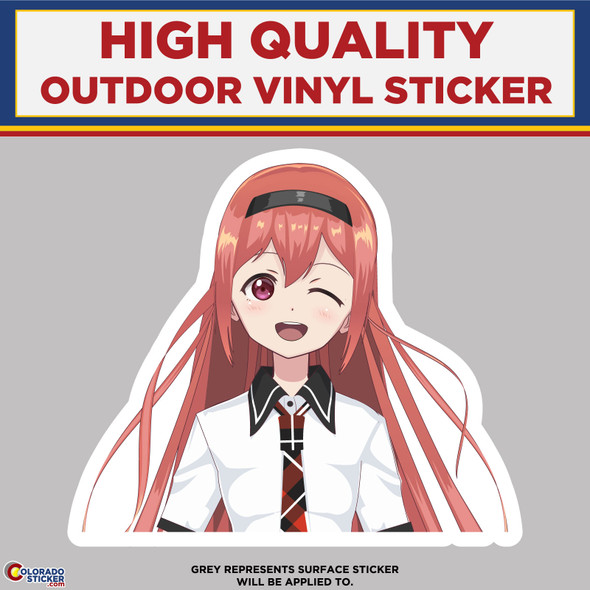 Winking Anime Girl, High Quality Vinyl Sticker Decals