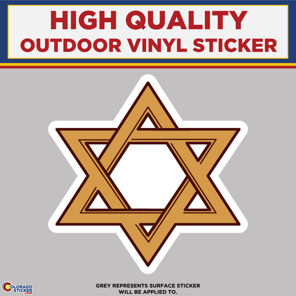 Judaism Gold Star Symbol, High Quality Vinyl Stickers physical New Shop All Stickers Colorado Sticker