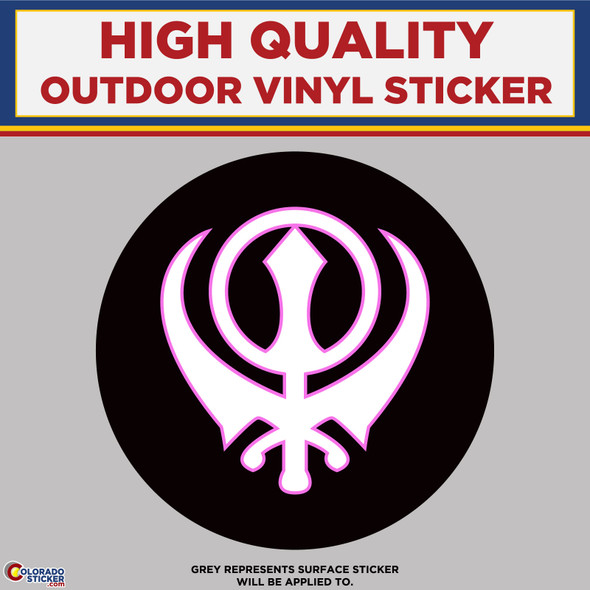Sikhism Symbol pink, High Quality Vinyl Stickers pink
