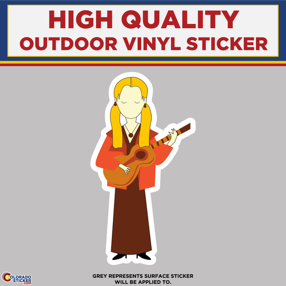 Phoebe playing guitar FRIENDS TV Show, High Quality Vinyl Stickers