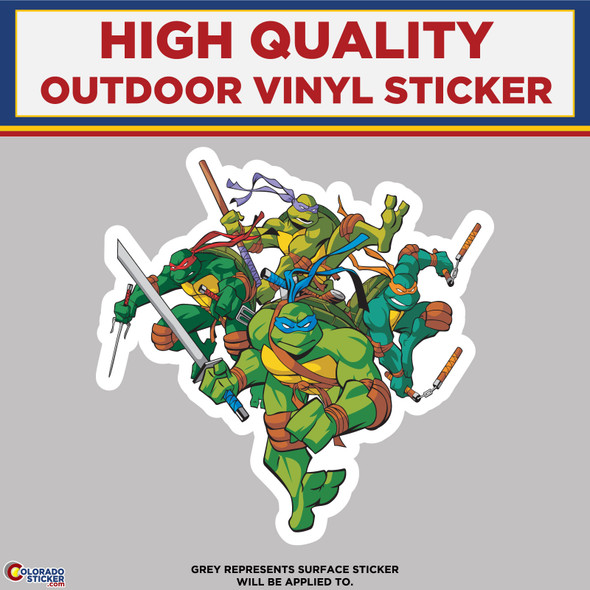 Teenage Mutant Ninja Turtles with weapons, High Quality Vinyl Stickers