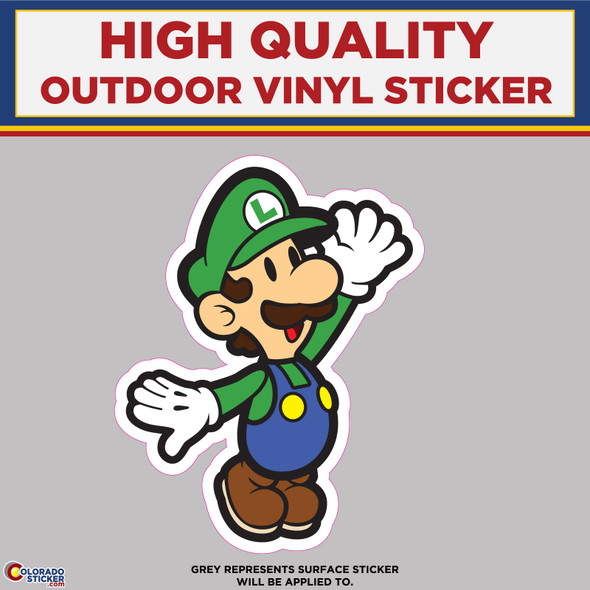 Luigi Super Mario Bros, High Quality Vinyl Stickers New Colorado Sticker