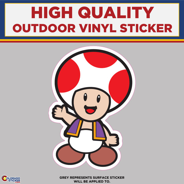 Toad Super Mario Bros, High Quality Vinyl Stickers