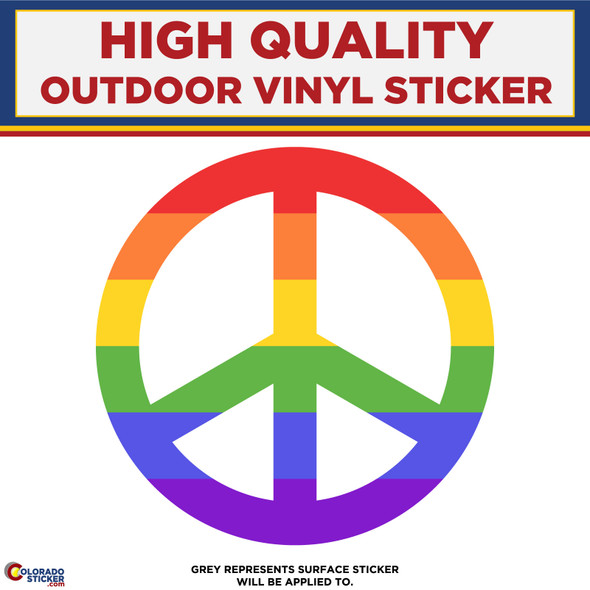 Rainbow Peace symbol, High Quality Vinyl Stickers New Colorado Sticker