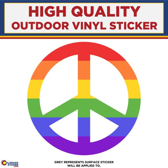 Rainbow Peace symbol, High Quality Vinyl Stickers
