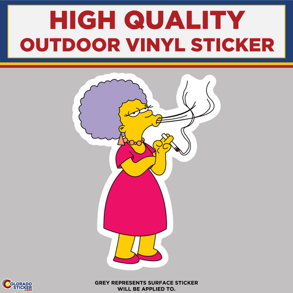 Patty Bouvier Smoking from The Simpsons, High Quality Vinyl Stickers New Colorado Sticker